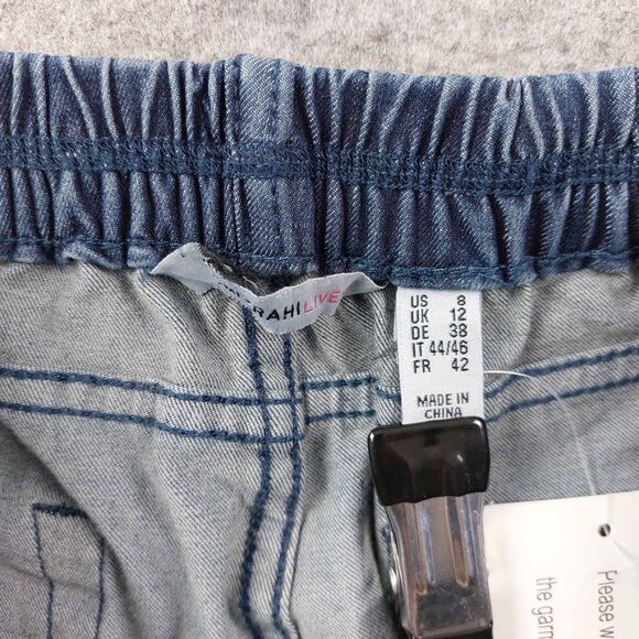 Isaac Mizrahi Live Sz 8 Stretch Denim Jeans Pull On Back Elastic Waist Bootcut - Picture 8 of 11